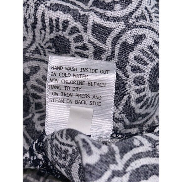 Anne Carson Sz PLUS 1X Tunic Blouse Boho Navy Blue Cotton 3/4 Sleeve Geo VGUC - Picture 10 of 12